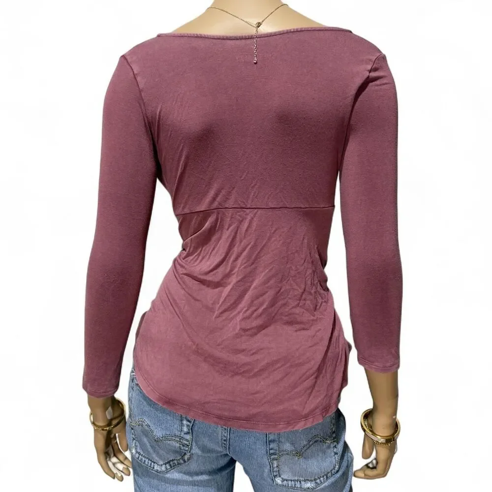 American Eagle Soft Sexy Tie Front Babydoll Top Womens VS Mauve Plum Purple - Picture 2 of 7